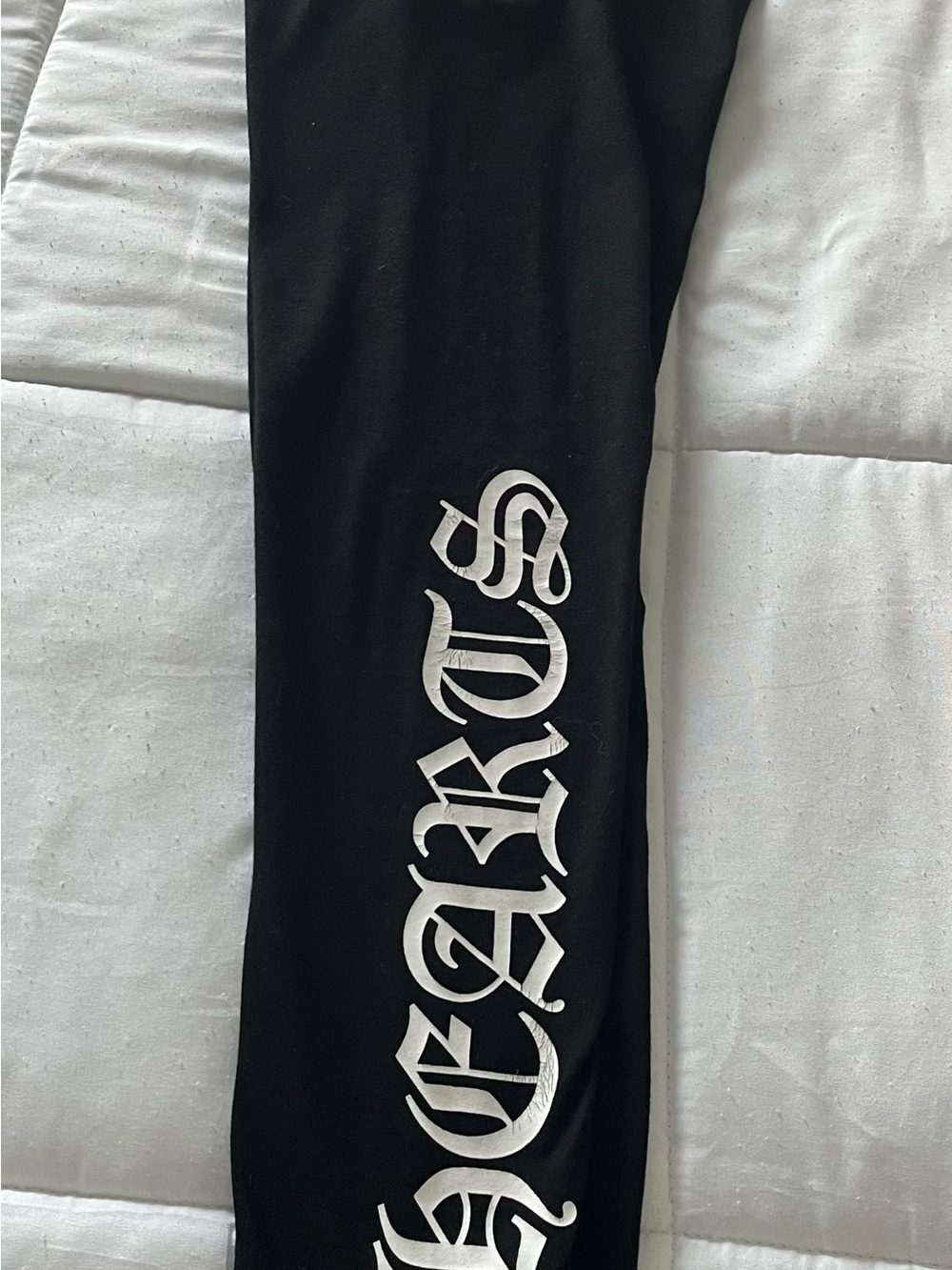 Chrome Hearts Black Leggings with Silver Gothic Logo Print - Picture 3 of 10